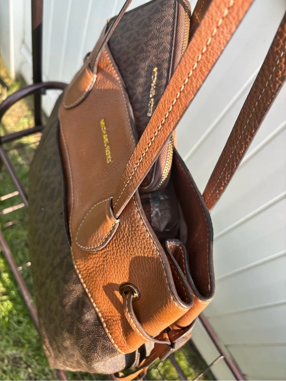 Michael Kors Brown Two-Tone Logo Tote with Zip Pouch set - Picture 11 of 14